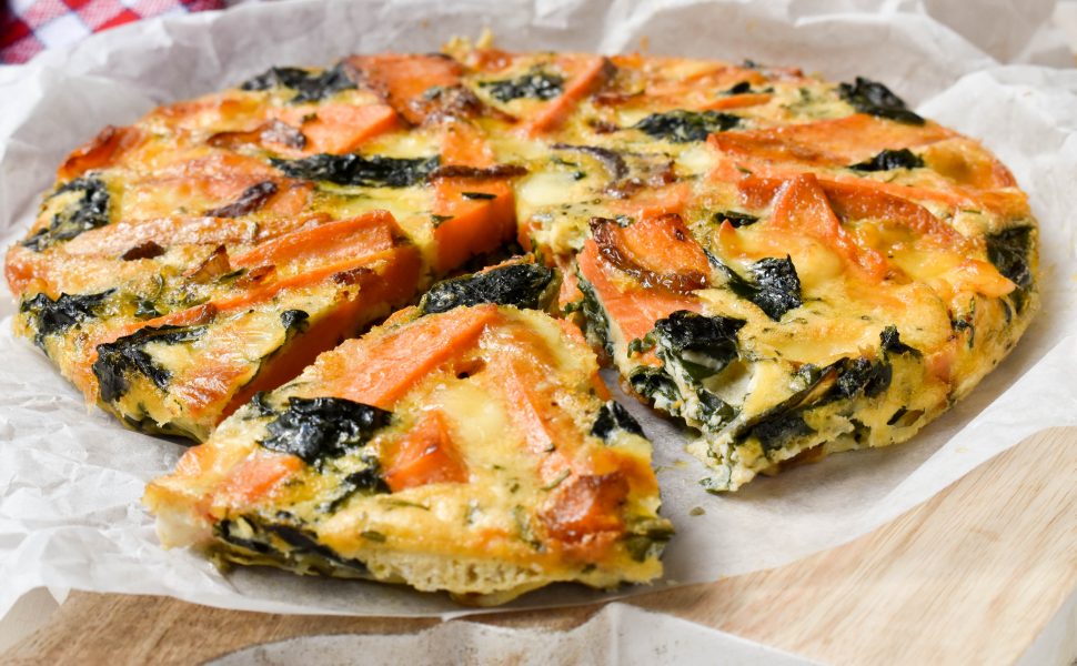 Sweet potato and silverbeet baked frittata