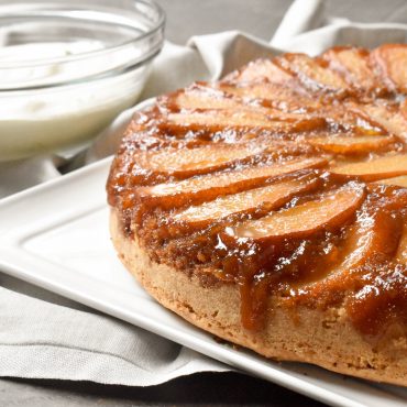 Caramelised upside down pear cake