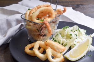 Crispy fried calamari