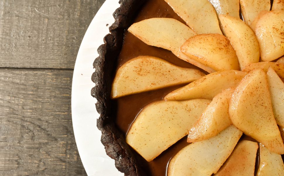 Chocolate and pear tart