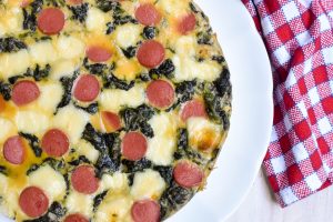 Baked Spinach and frankfurt frittata