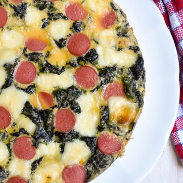 Baked Spinach and frankfurt frittata