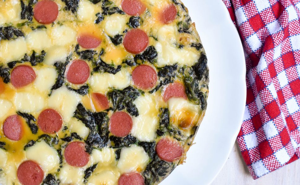 Baked Spinach and frankfurt frittata