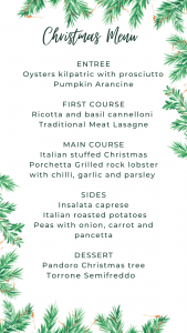 Christmas menu 2022