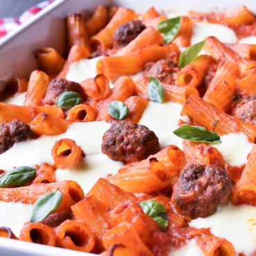 Wagyu meatball pasta bake